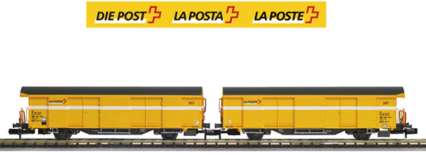 Mabar M-86504 - 2pc SBB Post Wagon Set yellow- no letterings
