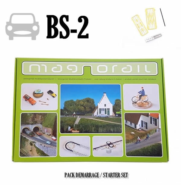 Magnorail BS-2 - Complete Set Magnorail + 8 vehicle sliders HO, TT, N, Z BS-2