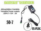 Variable power supply 110-220V/ 1-12V DC 2A with US plug SO-7