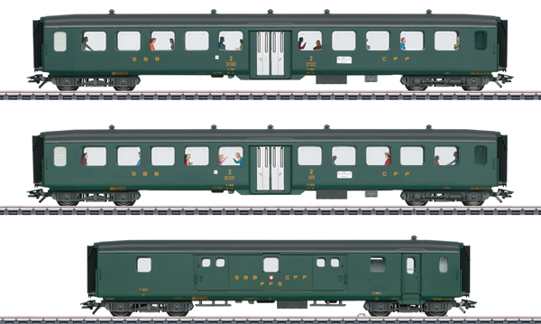 Marklin 43385 - 3pc Express Passenger Train Set 2 D96 Isar-Rhone - INSIDER MODEL