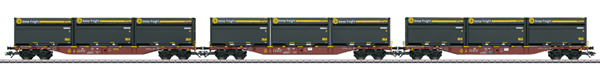 Marklin 47091 - Three container wagons Sngss with WoodTainer XXL containers