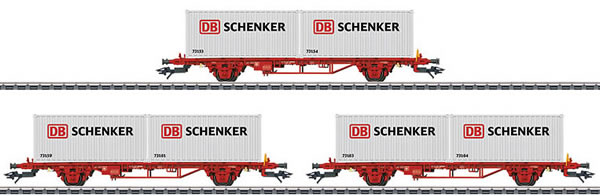 Marklin 47725 - 3pc Container Transport Car Set DB Schenker