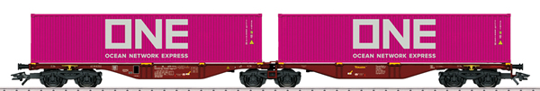 Marklin 47808 - Type Sggrss Double Container Touax Transport Car, Era VI
