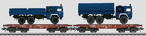 Marklin 48718 - Flatcar Set with THW Heavy Truck Load