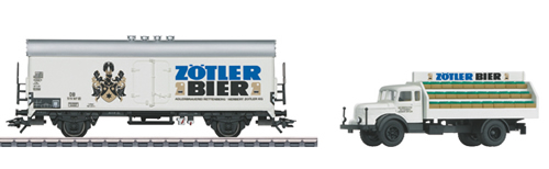 Marklin 48775 - German Zötler Beer Refrigerator Car with Delivery Truck of the DB