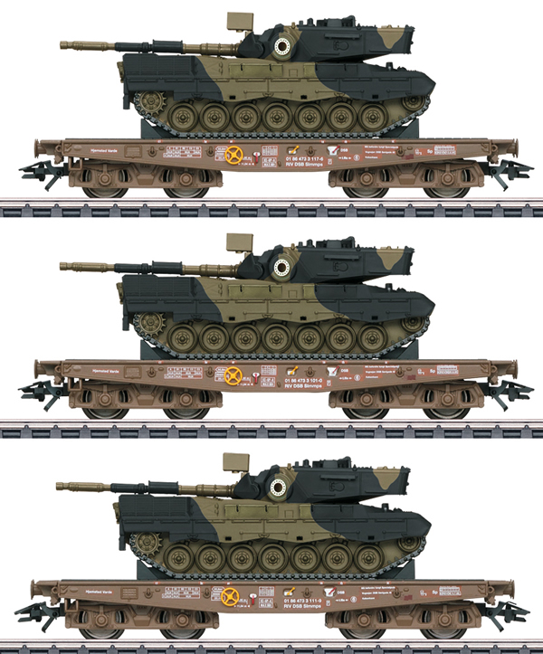 Marklin 48795 - DSB Type Slmmps Heavy-Duty Flat 3-Car Set with Leo Tanks, Era V