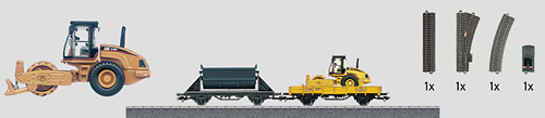 Marklin 78080 - Construction Site Track Extension Set with C Track, 2 Freight Cars and a Construction Vehicle