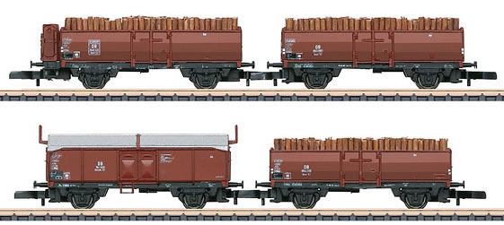 Marklin 86238 - 4pc Wood Load Freight Car Set