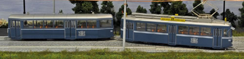 Navemo 24310392 - Swiss City of Zurich Electric Street Car Set Be 4/4 1392 & B 732