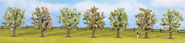 Noch 25092 - Fruit Trees, in blossom, 7 pcs., approx. 8 cm high
