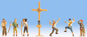 Mountain Hikers with Cross