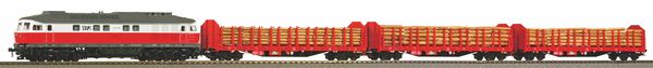 Piko 58116 - Diesel locomotive BR 232 of the WFL with wooden transport car Roos-t642