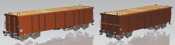 Piko 58235 - Set of 2 open freight cars Eaos of the DB AG, epoch VI with wood cargo