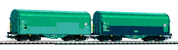 Piko 58397 - Set of two HO sliding tarpaulin wagons Shimmns of the FS