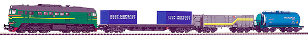 Piko 97940 -  Starter set with roadbed M62 + 3 freight cars of the SZD
