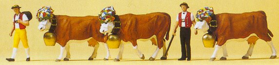 Preiser 10404 - Swiss dairymen w/cows  5/