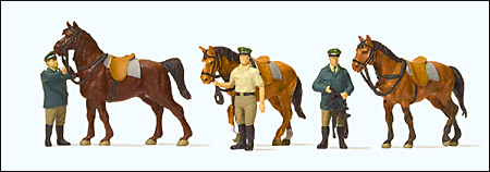 Preiser 10583 - Emergency Personnel -- Standing German Police with Horses, pkg(6)