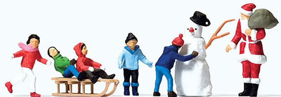 Preiser 10626 - Father Christmas, children, snowman