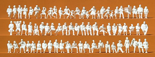 Preiser 16358 - Seated Persons - 72 Unpainted Figures