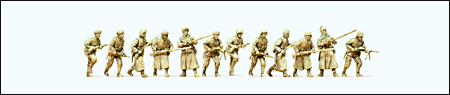 Preiser 16600 - Soviet Union WWII Unpainted Figures -- Attacking Infantrymen Winter Uniform 1941-45 pkg(12)