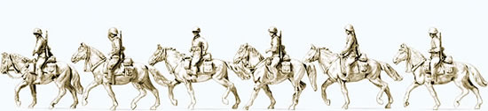Preiser 16617 - Cavalry Mounted 1942-45 Unpainted (6 Men, 6 Horses)