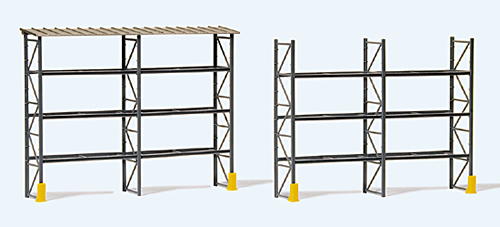 Preiser 17125 - Industrial pallet racking for 48 euro pallets, with roofing