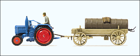 Preiser 17939 - Farm Equipment -- Lanz D 2416 Tractor with Liquid Manure Wagon 