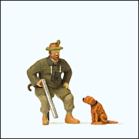 Preiser 28129 - Sports & Recreation -- Seated Huntsman with Dog