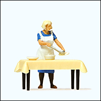 Preiser 28130 - Working People -- Housewife at Table Serving Dinner
