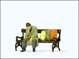 Preiser 29094 - Pedestrians -- Homeless Man on Bench