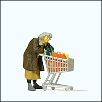 Preiser 29095 - Pedestrians -- Homeless Woman with Shopping Cart 