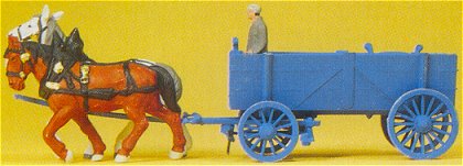 Preiser 30468 - Ore Wagon w/horses/driver