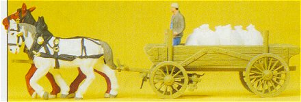 Preiser 30470 - Cargo wagon & horses