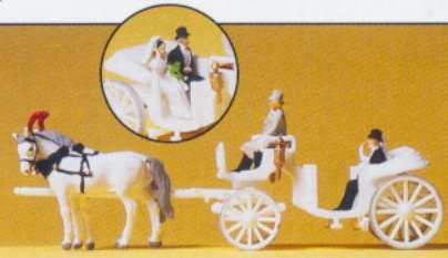 Preiser 79479 - Horse & carriage-white