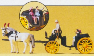 Preiser 79481 - Horse & carriage-black