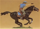 Cowboy on run blk horse