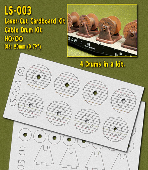 Proses LS-003 - HO Laser-Cut Cable Drums Kit (4 drums)