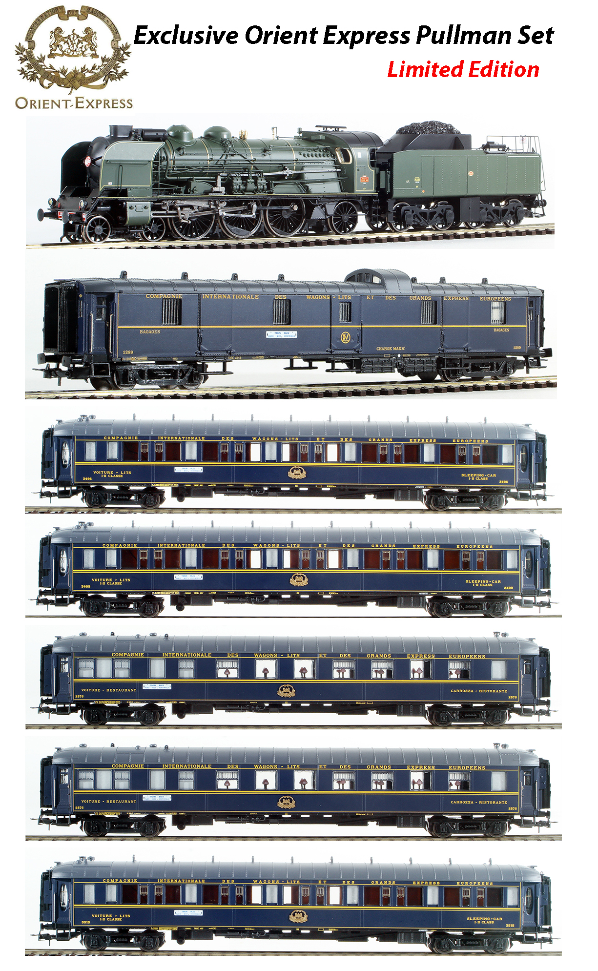 REE Modeles MB-136S1 - Exclusive French Le Train Blue Pullman Orient  Express Set A