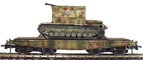REI REI0020S - Flak Panzer IV Mobile Tank On 4 Axle Flat Wagon in mid-war camo
