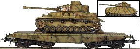 REI REI0022 - Pzkpfw Mark IV Medium Tanks Version H On 4 Axle Flat Wagons in mid-war camo