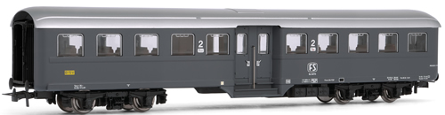 Rivarossi 4148 - Coach  type Corbellini 2nd class with bogies, “Grigio Ardesia” livery FS
