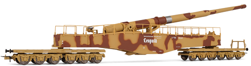 Rivarossi 6113 - K5 railway gun in camouflage livery, DRB
