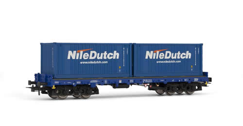 Rivarossi 6124 -  Flat wagon type Sgmmns 738, loaded with 2x20 containers Nile Dutch ATCS NS
