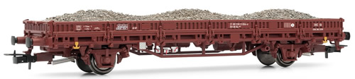 Rivarossi 6305 - German 2-axle Flat Wagon without stakes of the DB loaded with ballast