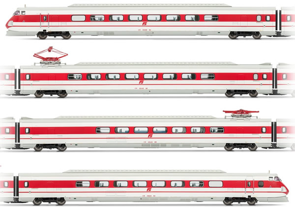 Rivarossi HR2472 - Italian 4-unit electric railcar ETR 450 Pendolino of the FS; in white/red livery   