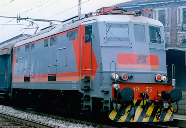 Rivarossi HR2708 - Italian electric locomotive E424 316 of the FS in “Navetta” livery, 52 pantograph DC Digital