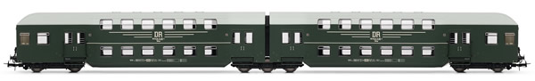 Rivarossi HR4262 - German 2-unit double decker coach of the DR; dark green/grey livery,
DR period 4