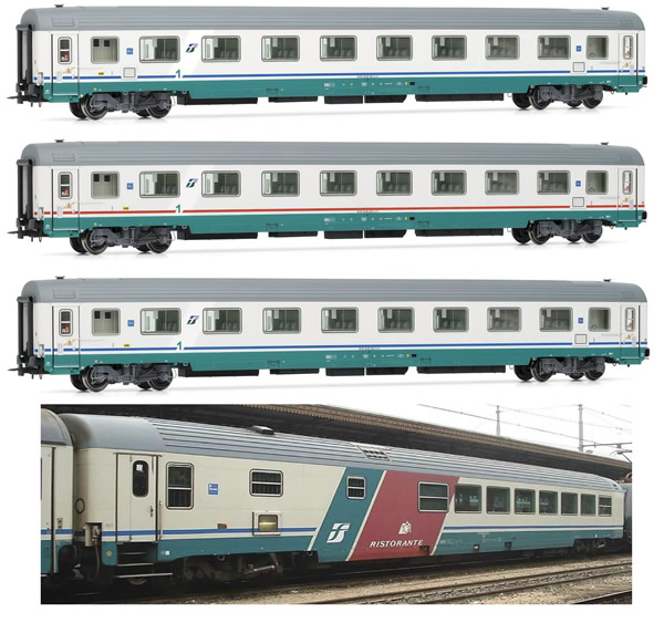 Rivarossi HR4273 - 4pc Gran Confront Coach Set 85/88 XMPR livery with restaurant coach 88 - ribbed roof