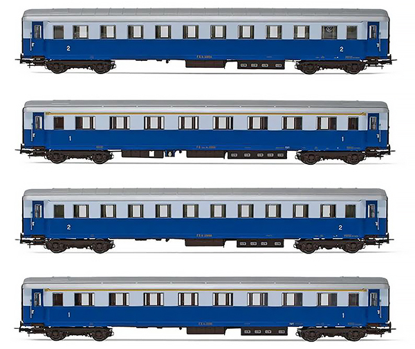 Rivarossi HR4324 - 4pc Passenger coache Set Treno Azzurro