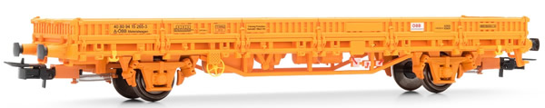 Rivarossi HR6304 - 2-axle flat wagon without stakes, ÖBB, period V, livery orange, unloaded, Materialwagen